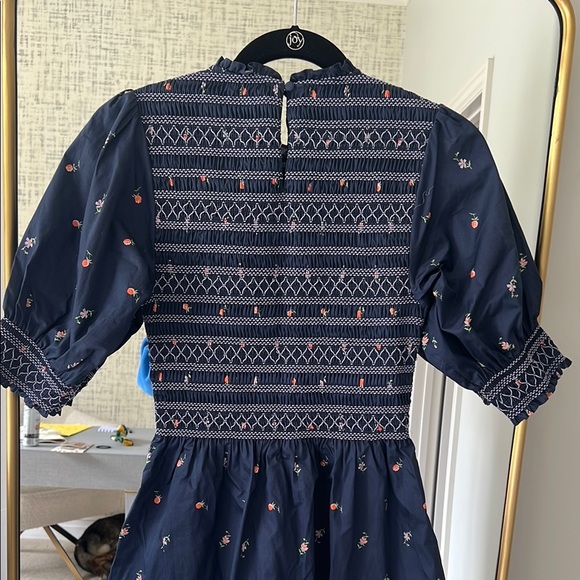 Navy Blue Floral Embroidered Vivi Hill House Home Nap Dress - Picture 13 of 14